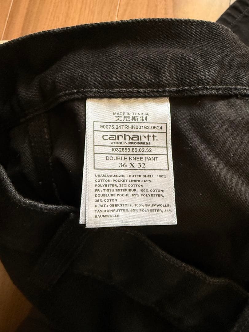 R*.様 Carhartt WIP ダブルニーパンツ ブラック 36×32 新品