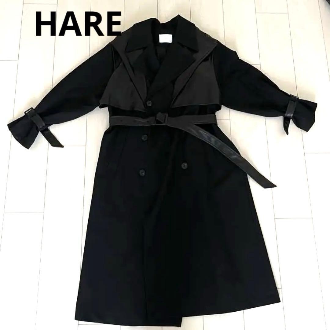 HARE ハレ キリカエ コート ブラック フェイクレザー