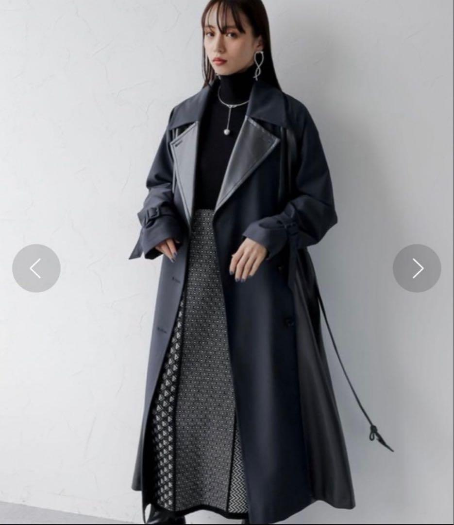 HARE ハレ キリカエ コート ブラック フェイクレザー