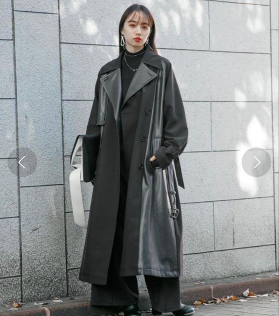 HARE ハレ キリカエ コート ブラック フェイクレザー