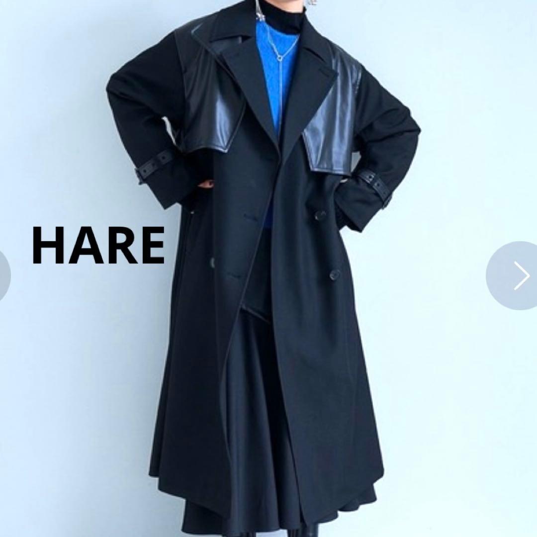 HARE ハレ キリカエ コート ブラック フェイクレザー