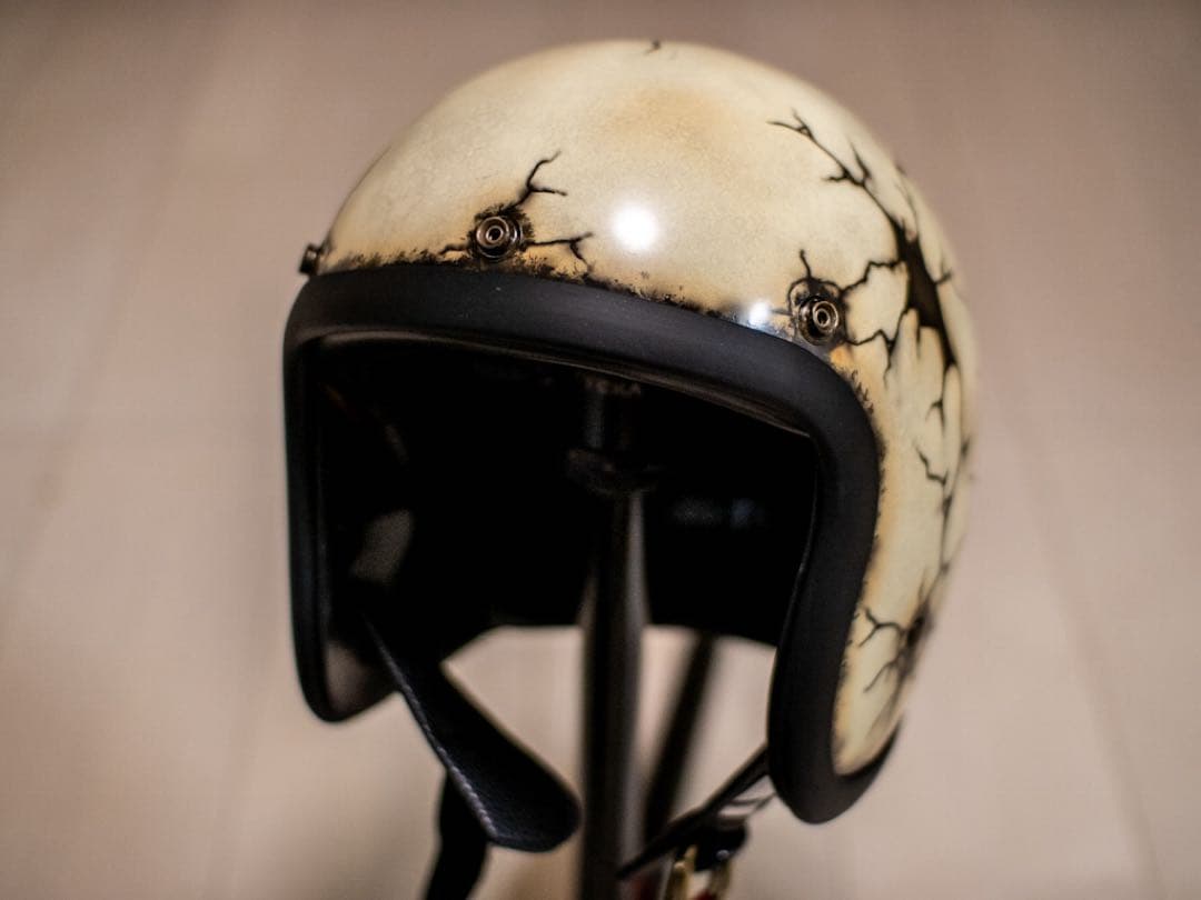 XL 極小帽体　500tx スモールジェット　アイボリーエイジング割れドクロ