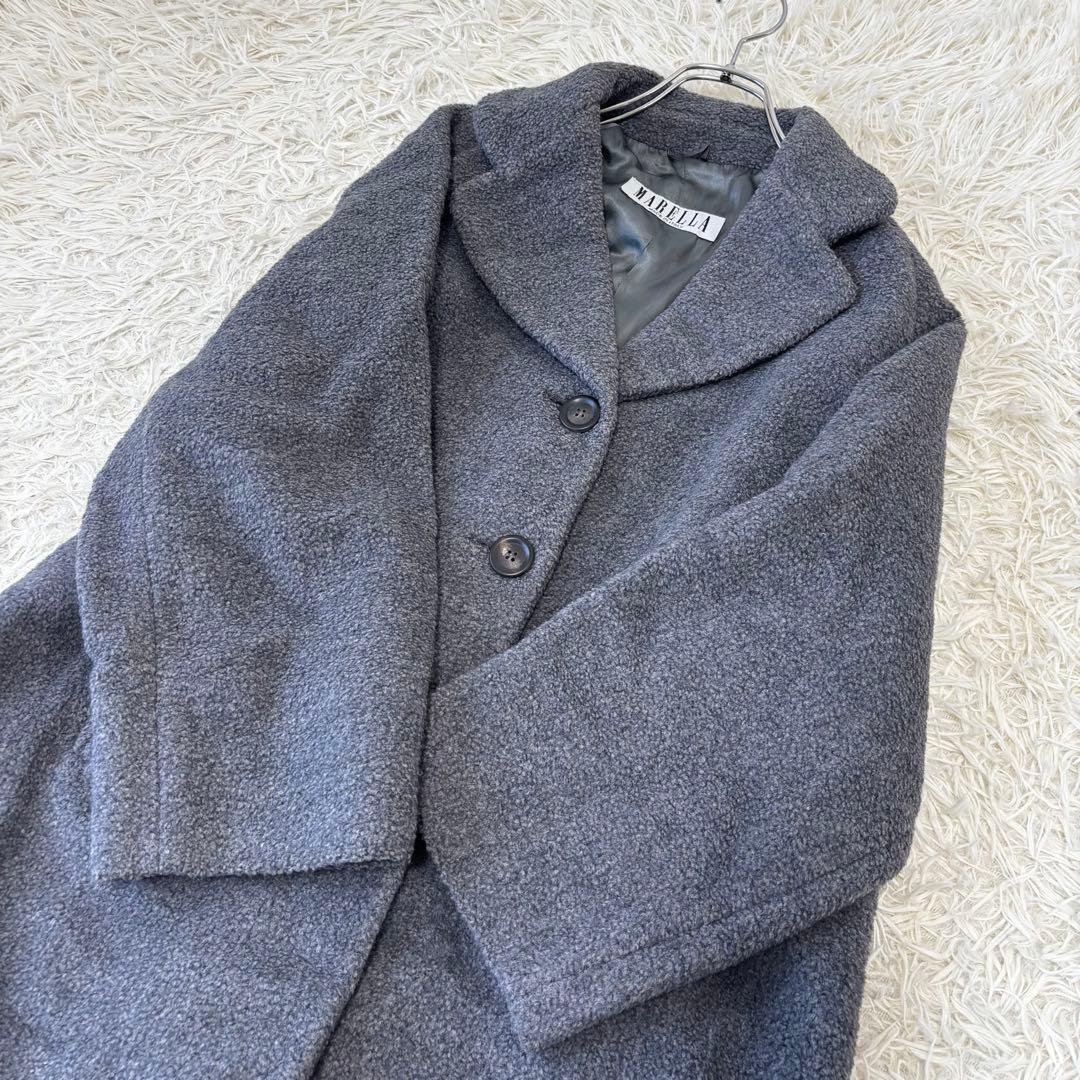 MARELLA✨チェスターコート　モヘヤウール　ボア　テディベアM ダークグレー