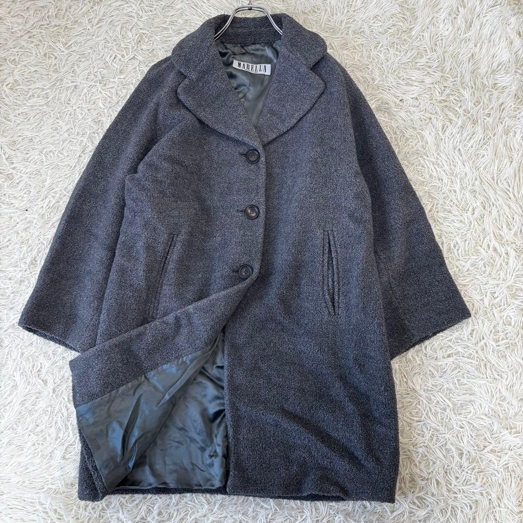 MARELLA✨チェスターコート　モヘヤウール　ボア　テディベアM ダークグレー
