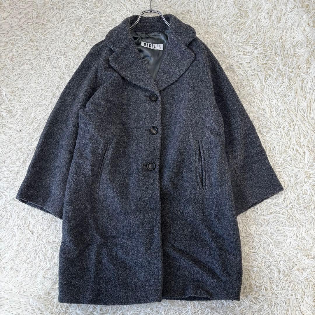 MARELLA✨チェスターコート　モヘヤウール　ボア　テディベアM ダークグレー