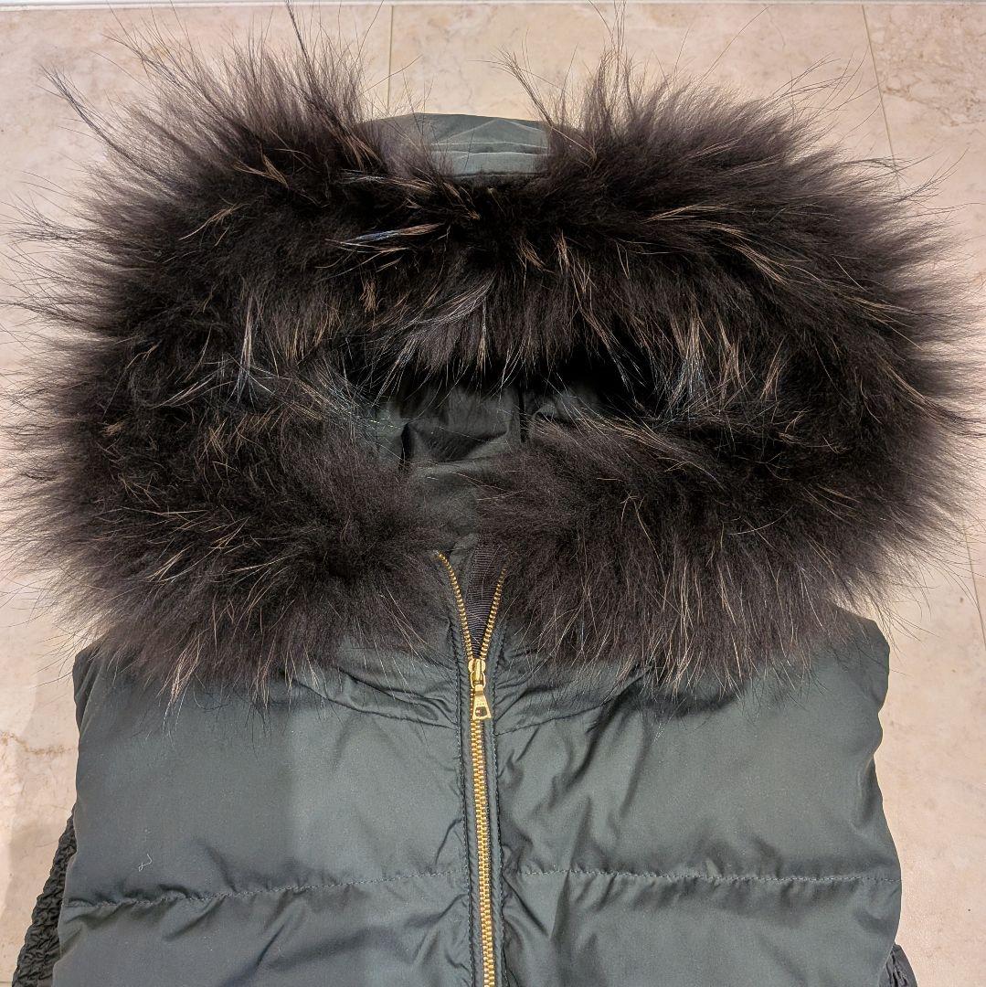 極美品 ナノユニバース リモンタ ダウンベスト M カーキ 2way ファー