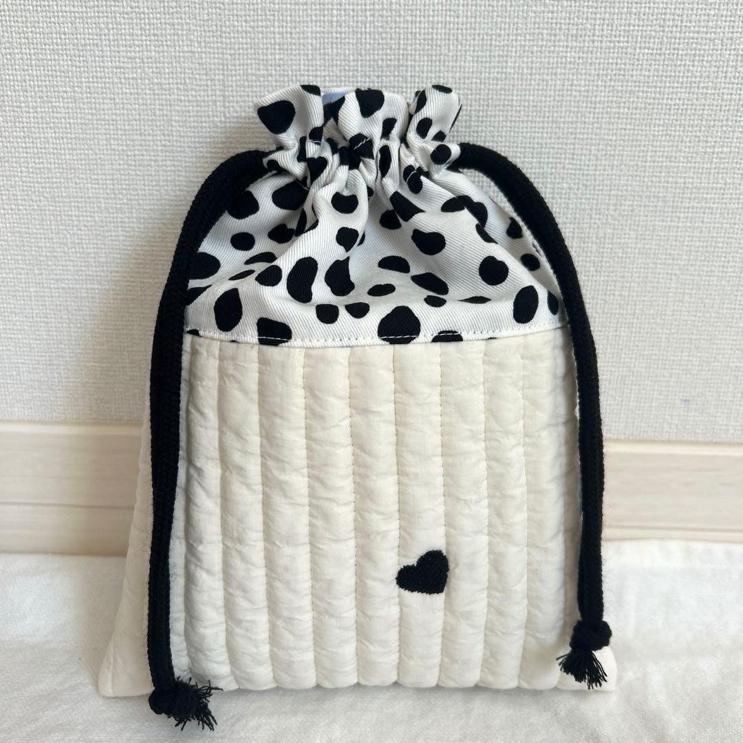 hrk　入園入学4点セット　【黒ハートヌビ×黒ダルメシアン】