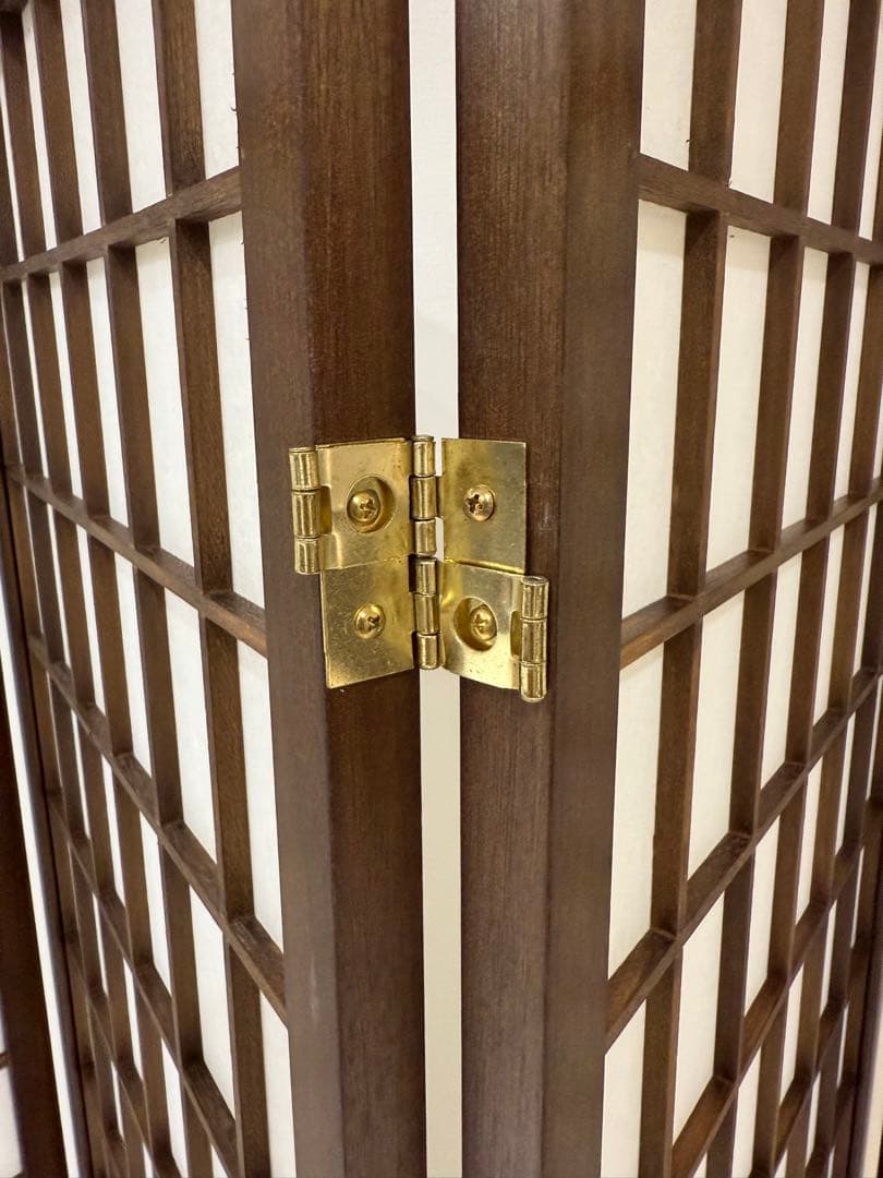 【美品】昭和レトロ 和モダン 木製 4連格子 障子パーテーション 間仕切り 衝立