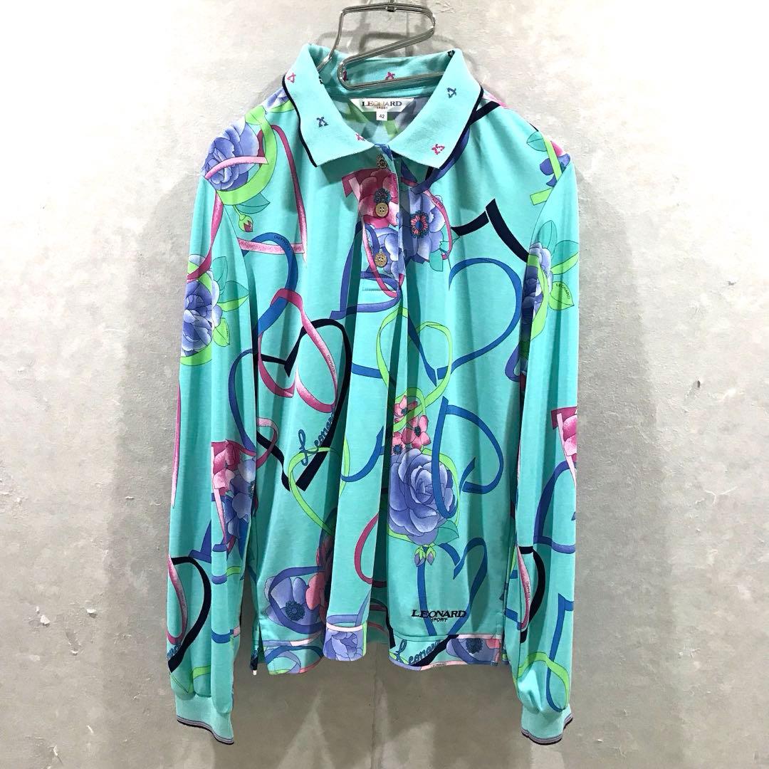 LEONARD レオナール 花柄 ポロシャツ 長袖シャツ 美品 42