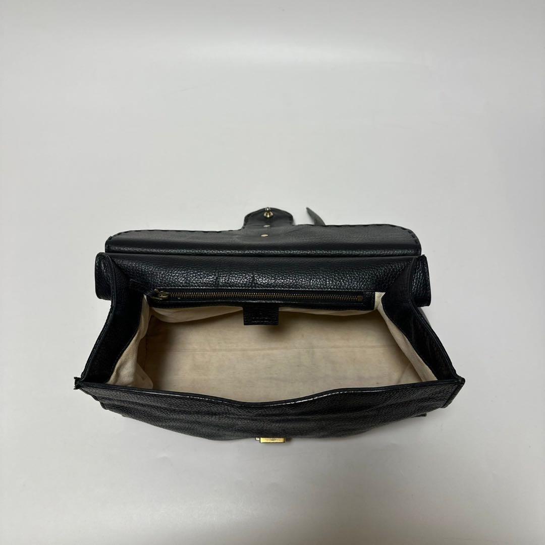 j85【美品】グッチ　GGマーモント　レザー　ブラック　2way ショルダー.