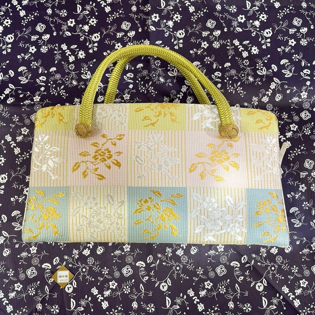 伊と忠　組紐持ち手　みその袋　和装バッグ