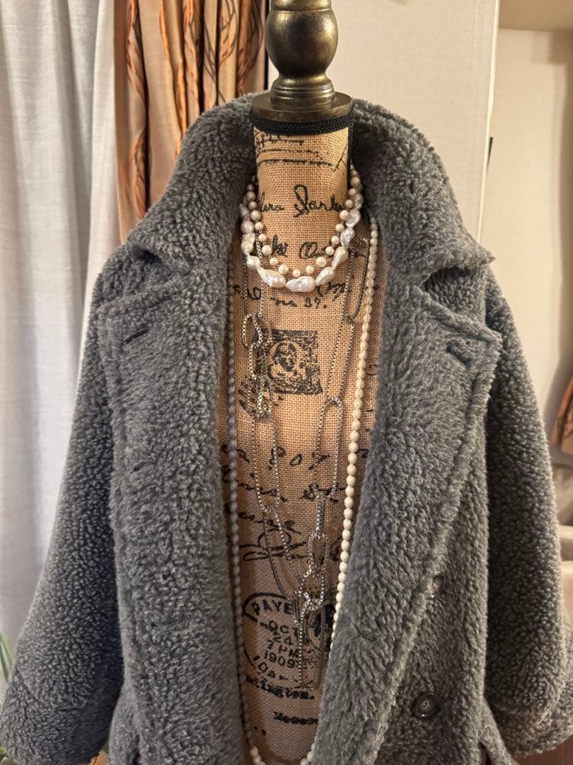 グレー ボア ロングコート　レジーナロマンティコ Sサイズゆったり