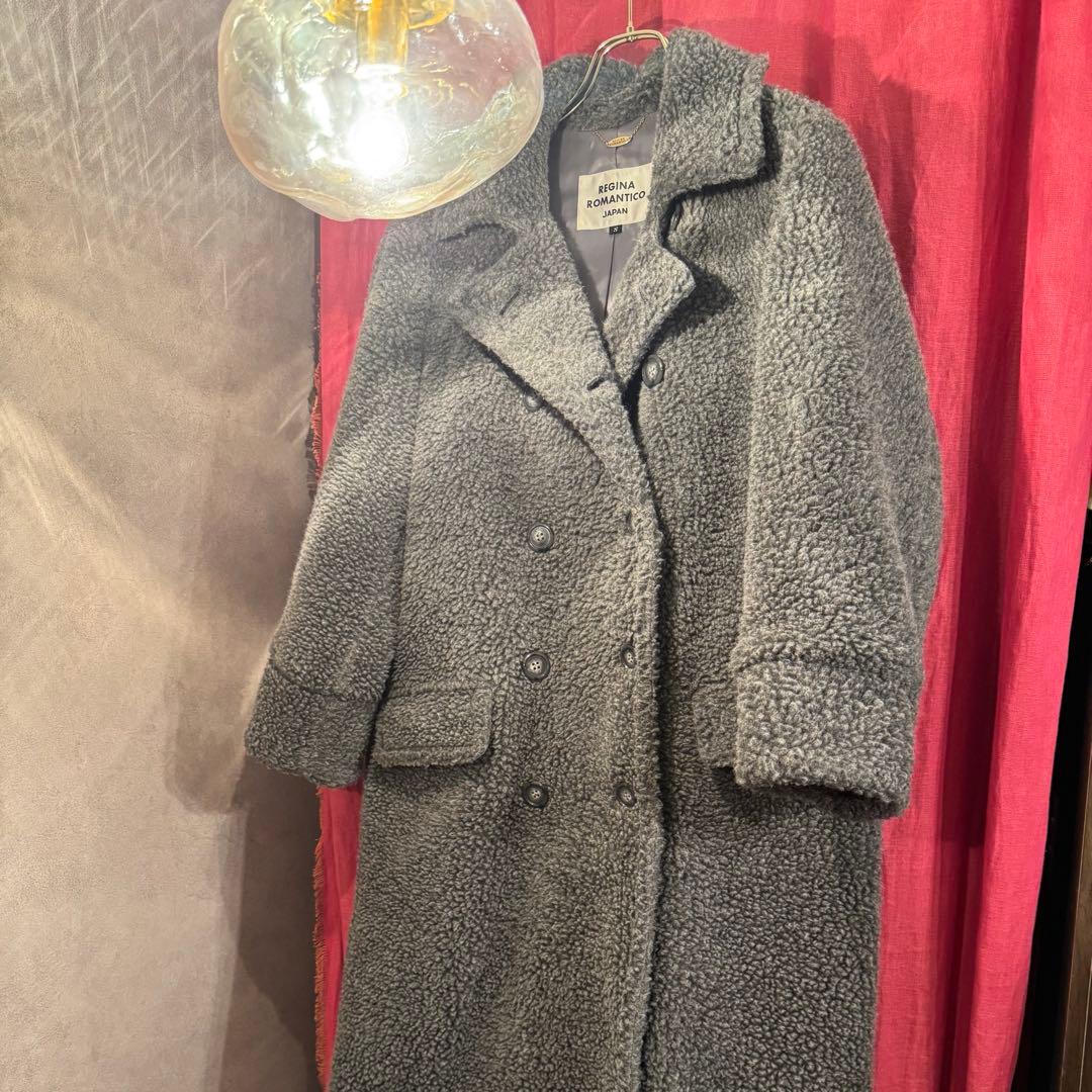 グレー ボア ロングコート　レジーナロマンティコ Sサイズゆったり