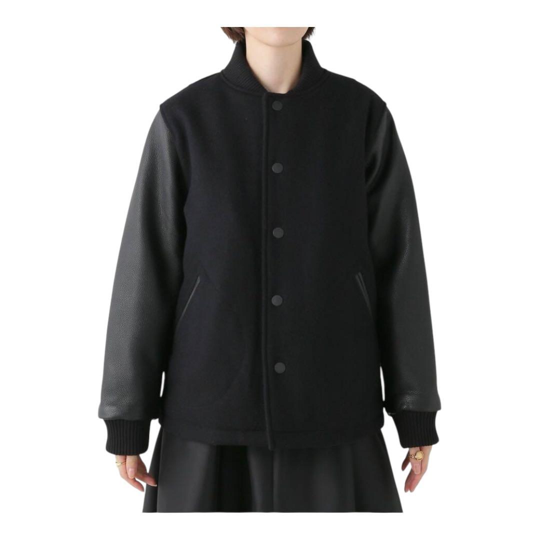 ブルックスブラザーズ MOON生地 IENA別注 レザー切替ウールスタジャン S