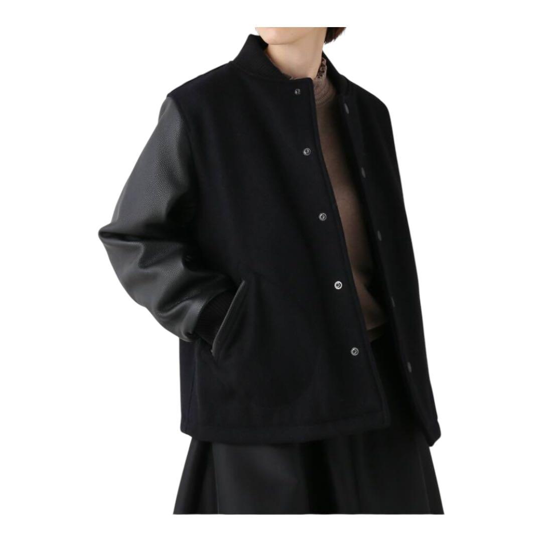 ブルックスブラザーズ MOON生地 IENA別注 レザー切替ウールスタジャン S