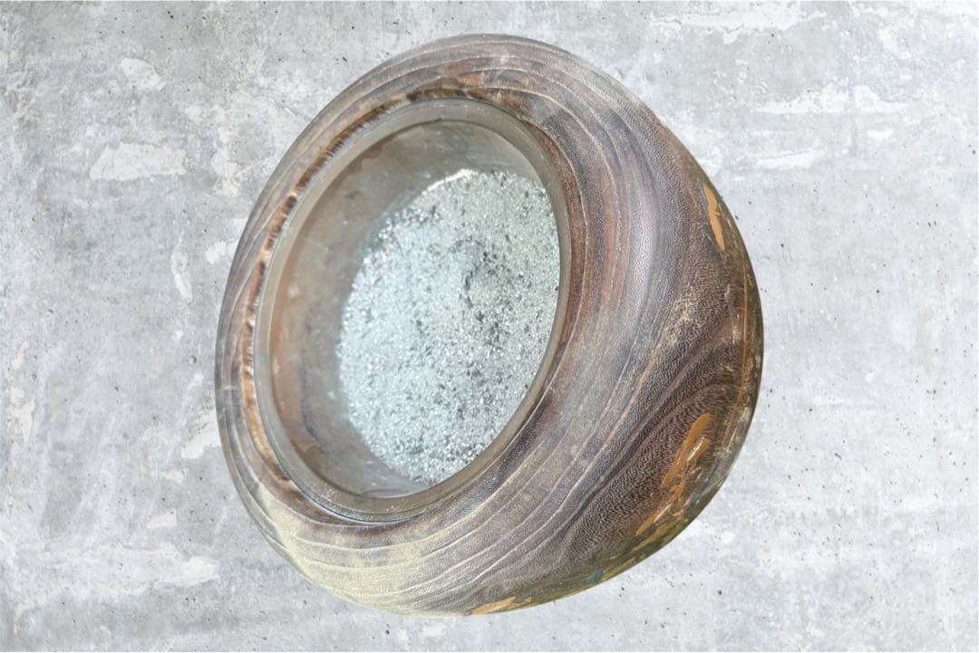 ま*ん様 木製火鉢 金箔装飾付き