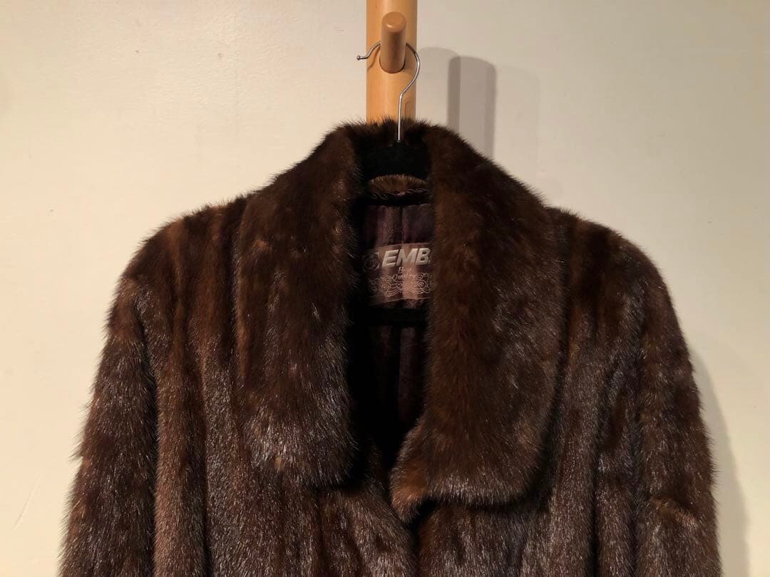 EMBA エンバ ミンク 毛皮 ダークブラウン コート ロングコート