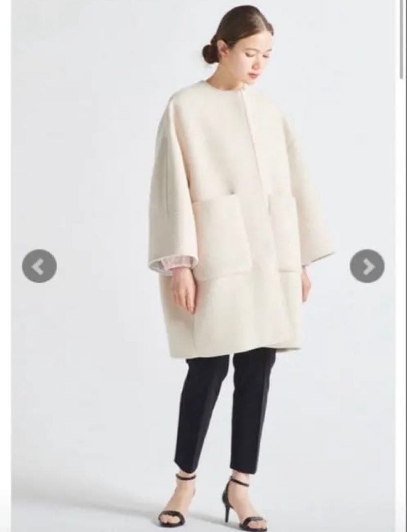 yori ヨリ ウールノーカラーコート オーバーサイズ アイボリー