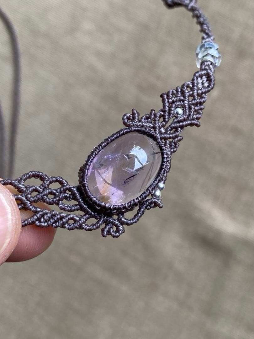 アメジスト　マクラメネックレス