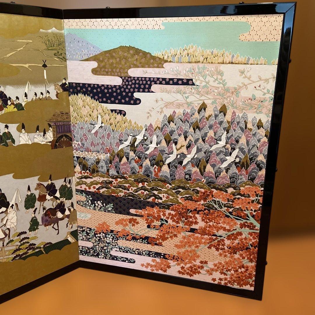 二枚折屏風 細工衝立 間仕切り パーテーション 飾り 衝立 インテリア