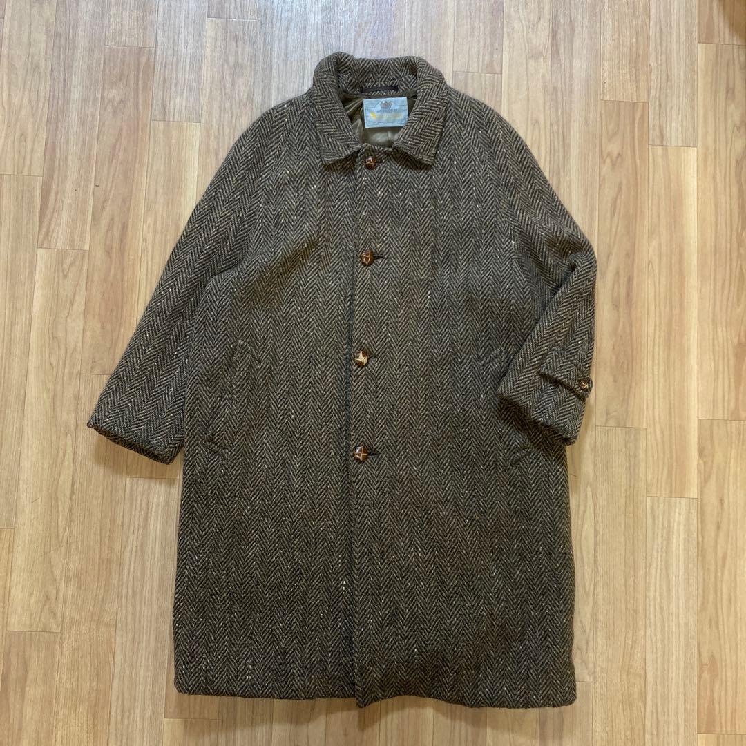 80s Aquascutum バルマカーンコート ツイード ヘリンボーン