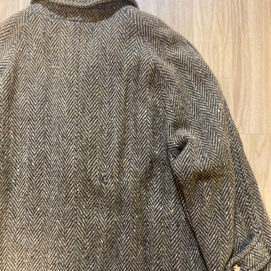 80s Aquascutum バルマカーンコート ツイード ヘリンボーン