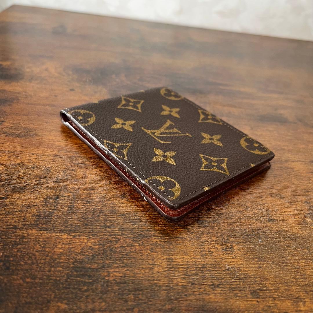美品 ルイヴィトン モノグラム レザー 二つ折り財布 パスケース付きミニ財布