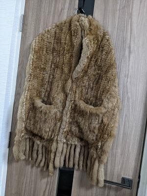 A910　ロシアンセーブル　ニッティング　ポケット付　ショール　マフラー　毛皮