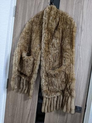 A910　ロシアンセーブル　ニッティング　ポケット付　ショール　マフラー　毛皮
