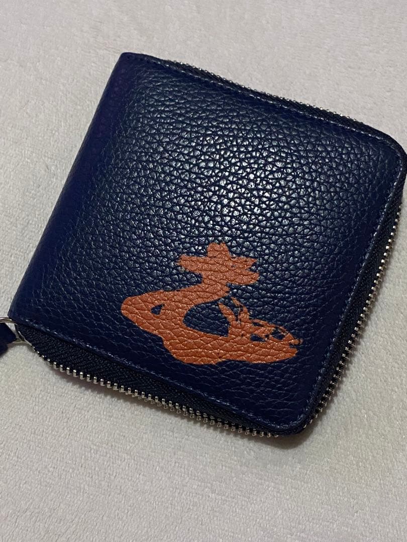 ヴィヴィアン 二つ折り財布 紺 オーブペイント ラウンドファスナー