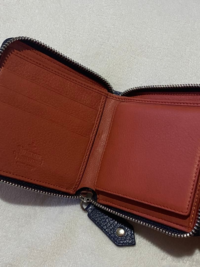 ヴィヴィアン 二つ折り財布 紺 オーブペイント ラウンドファスナー