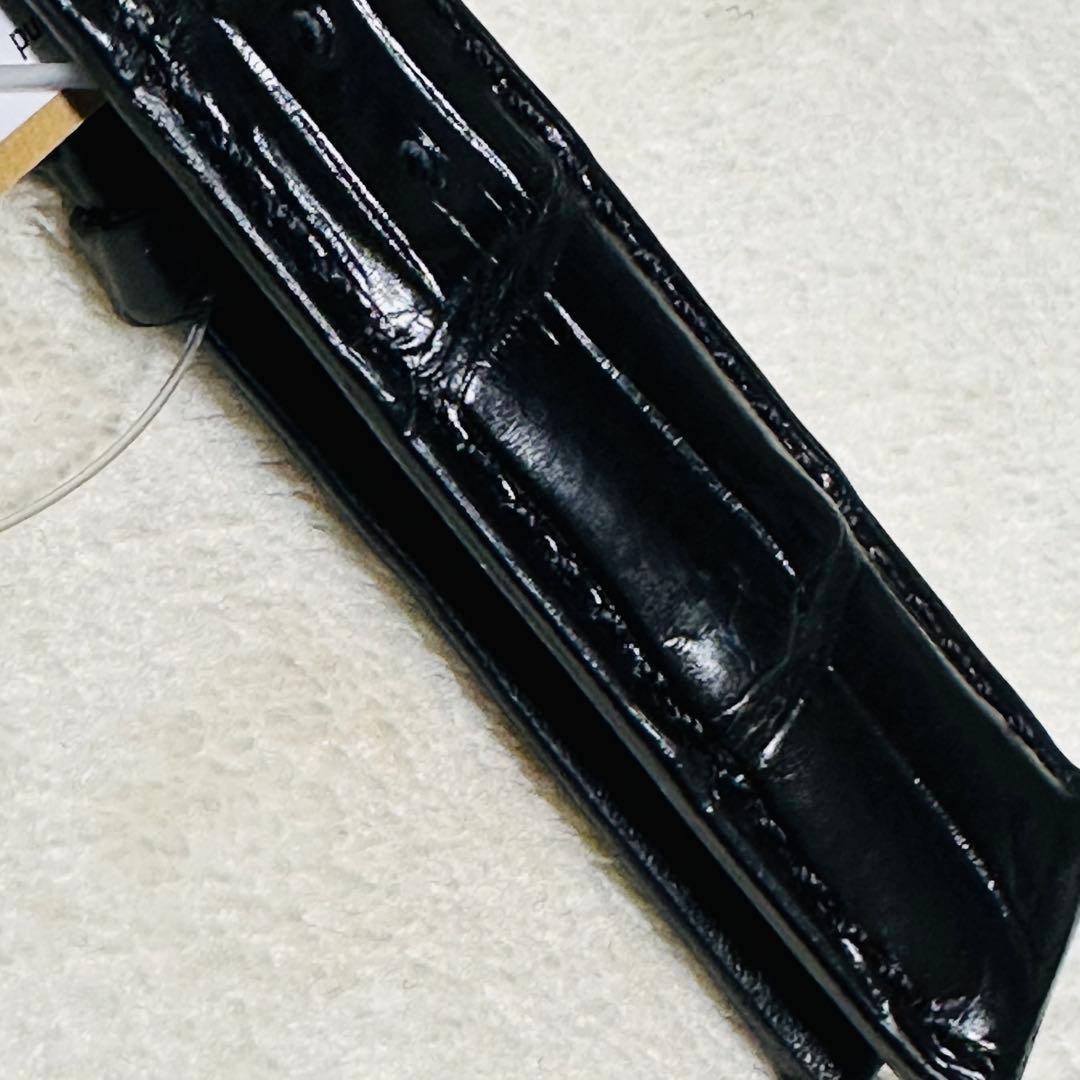 2179#22mm-20mmブラック★本物クロコダイル腕時計用レザーベルト