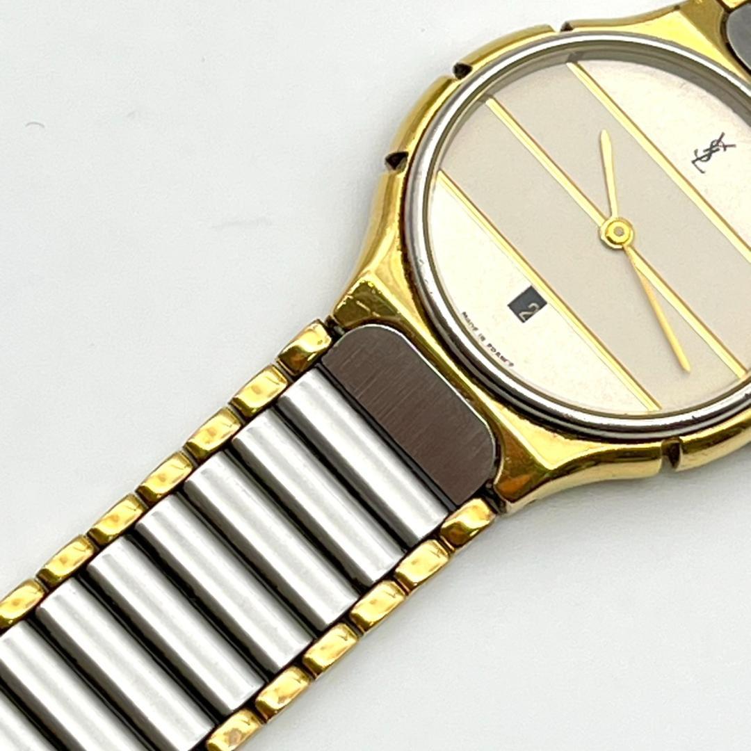 レア イヴサンローラン 腕時計 新品電池交換済み ラウンド 2針 コンビ