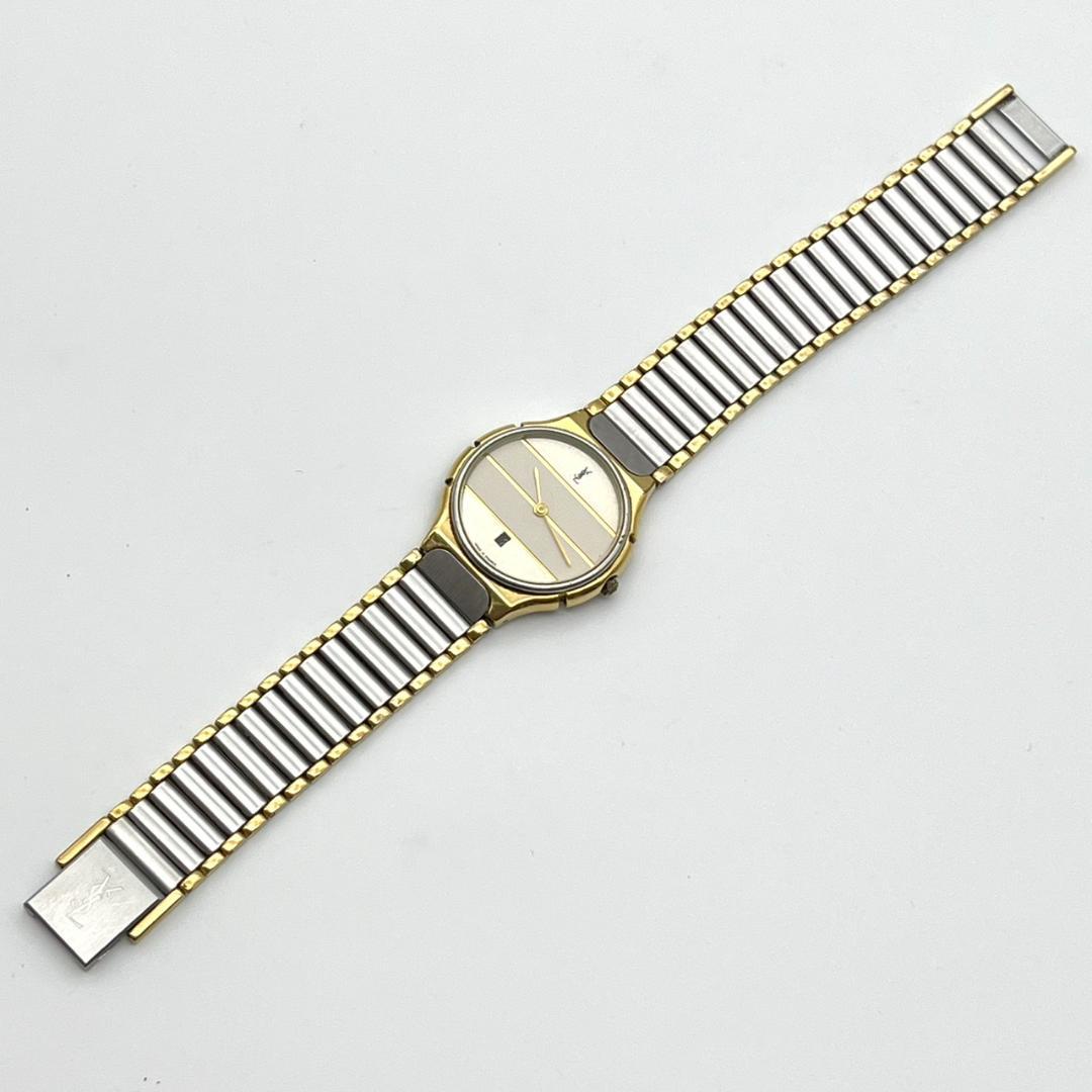 レア イヴサンローラン 腕時計 新品電池交換済み ラウンド 2針 コンビ