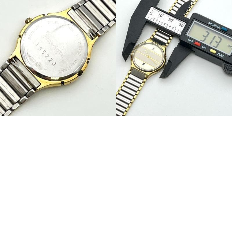 レア イヴサンローラン 腕時計 新品電池交換済み ラウンド 2針 コンビ