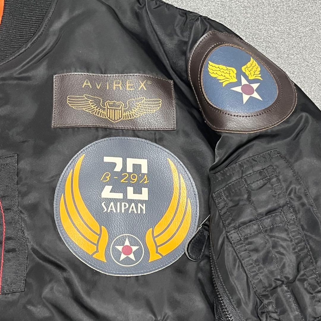 456 AVIREX ワッペン多数 B-29 SAIPAN 黒×橙裏地 XL