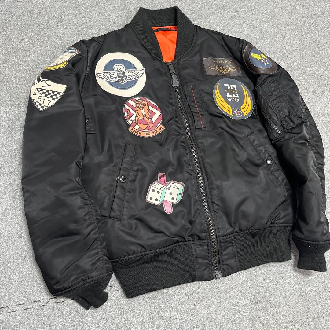 456 AVIREX ワッペン多数 B-29 SAIPAN 黒×橙裏地 XL