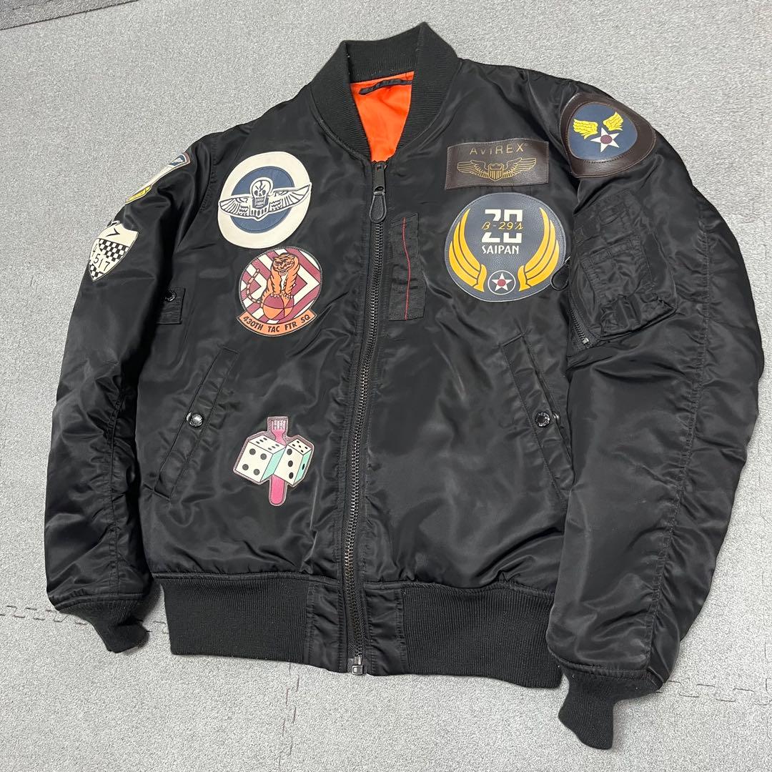 456 AVIREX ワッペン多数 B-29 SAIPAN 黒×橙裏地 XL