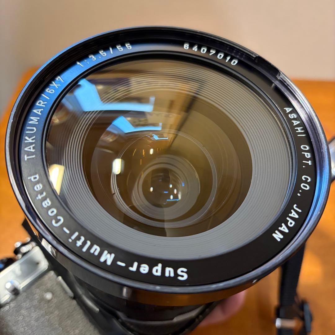 バケペンPENTAX67 TAKUMAR 55mm f3.5 木製グリップ付き