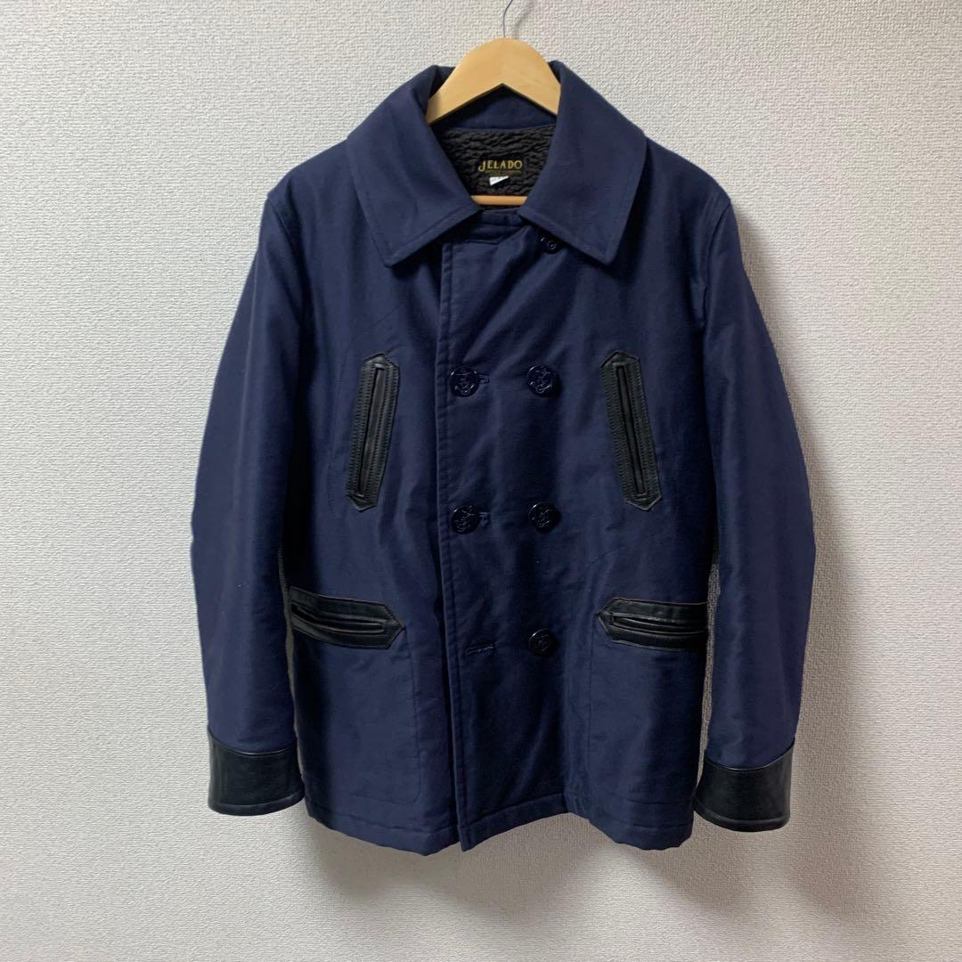 P*U様 JELADO ジェラードネイビー ジャッカスコート 袖レザー 42