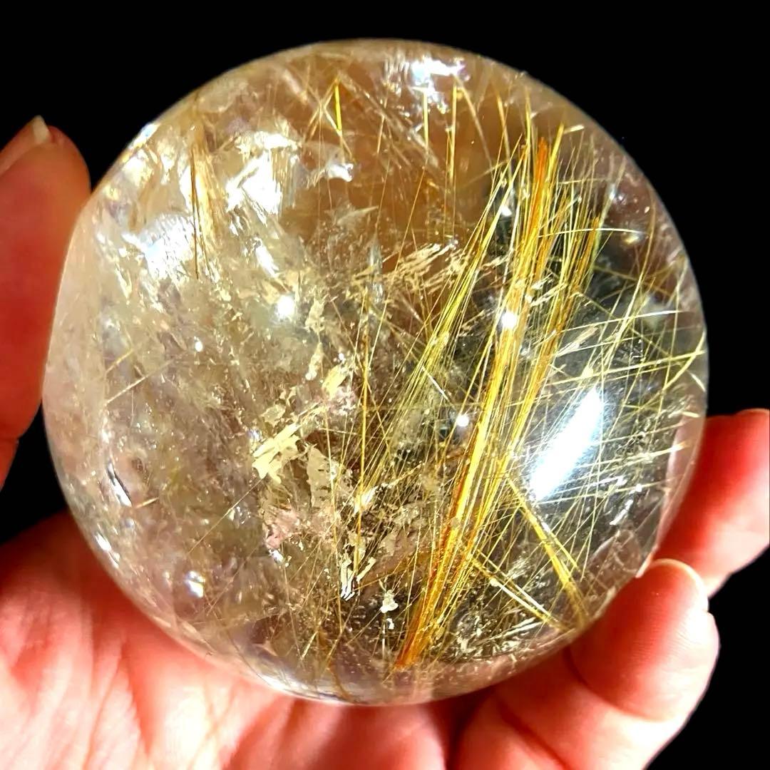 超大玉　65mm ゴールドルチルクォーツ　金針水晶　パワーストーン