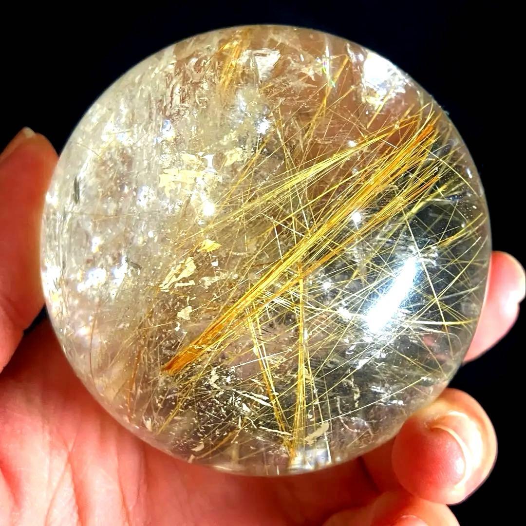超大玉　65mm ゴールドルチルクォーツ　金針水晶　パワーストーン