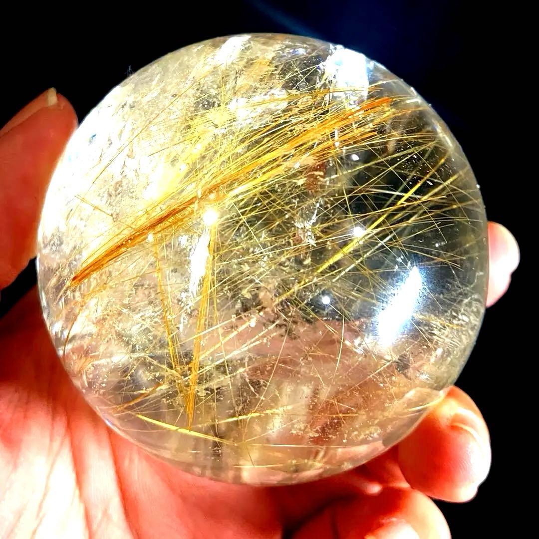 超大玉　65mm ゴールドルチルクォーツ　金針水晶　パワーストーン