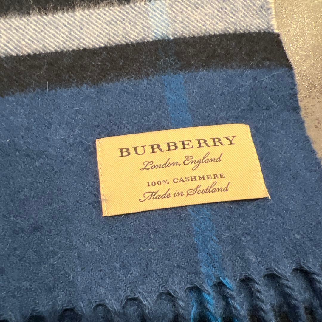 BURBERRY　バーバリー　マフラー　カシミア100％　インディゴ　美品