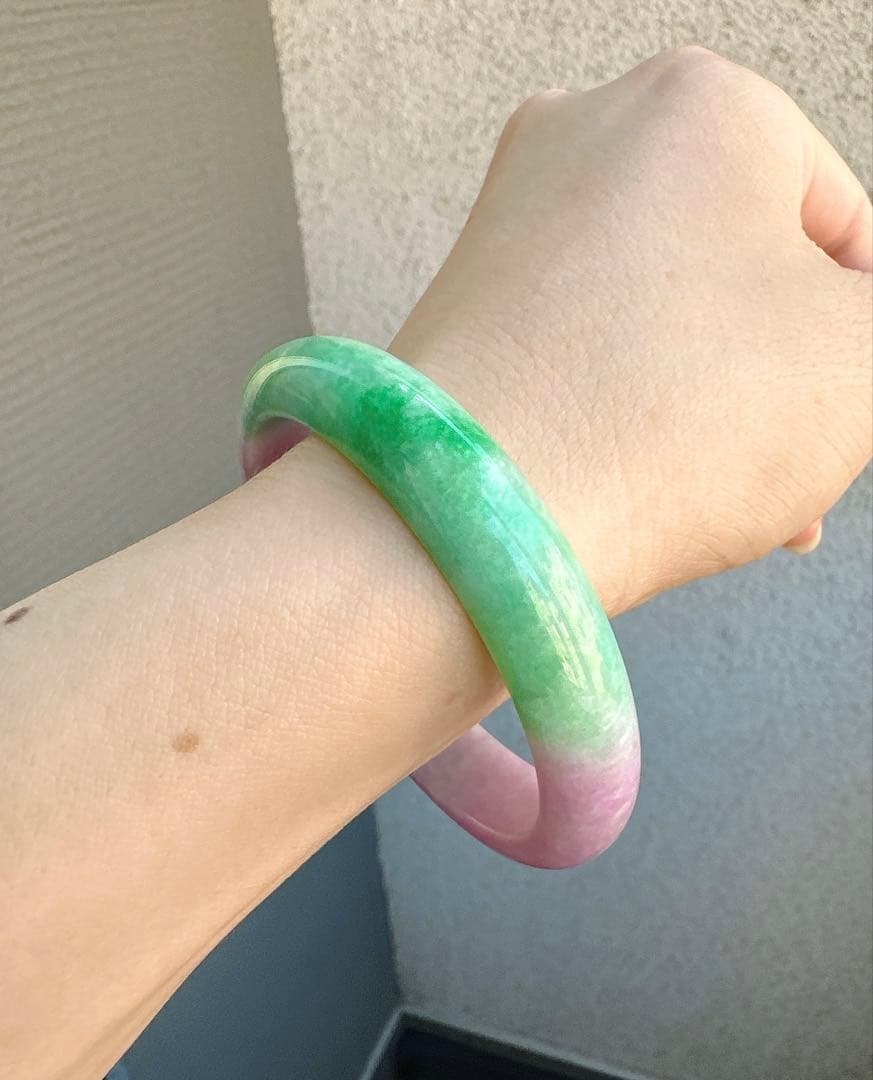 翡翠バングル 紫と緑のグラデーションAランクヒスイ翡翠