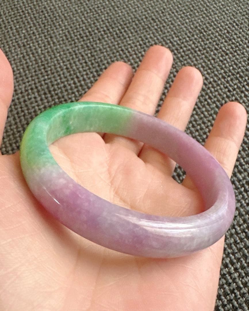 翡翠バングル 紫と緑のグラデーションAランクヒスイ翡翠
