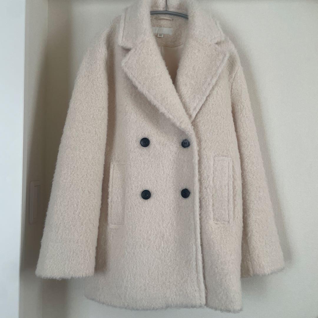 ZARA ブークレダブルブレストミディ丈コートXS