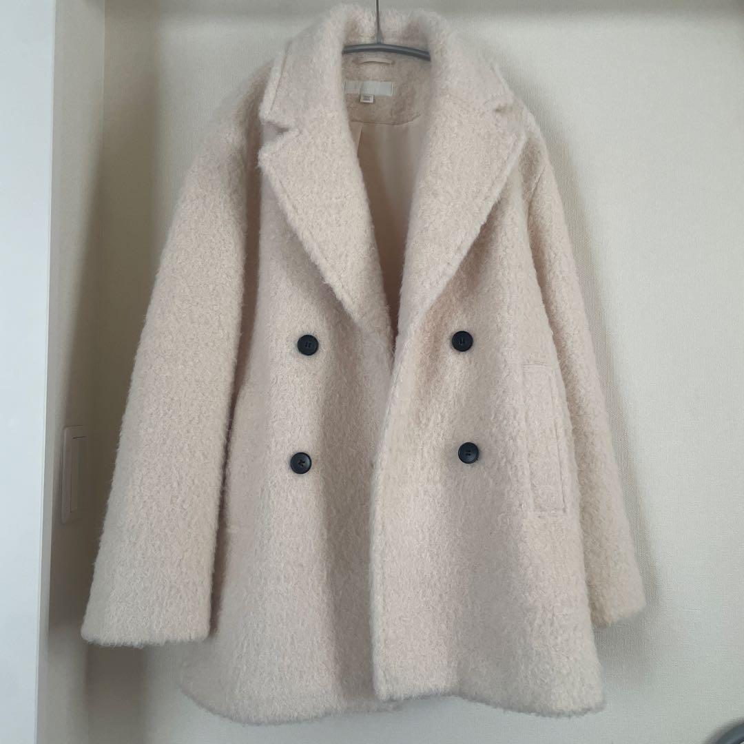 ZARA ブークレダブルブレストミディ丈コートXS