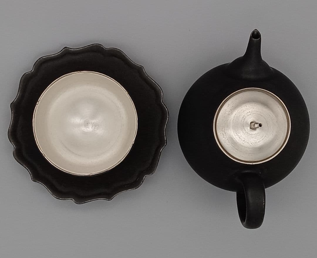 木下和美 銀彩 ポット 注器 / カップ＆ソーサー セット