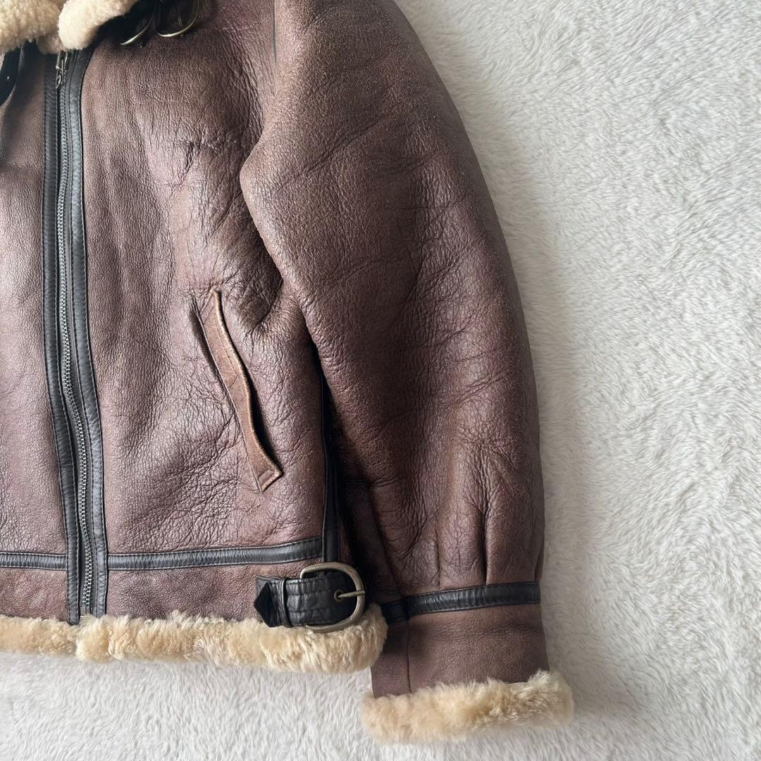 極暖✨B-3 ムートン フライトジャケット L 羊革 シープスキン 肉厚 茶